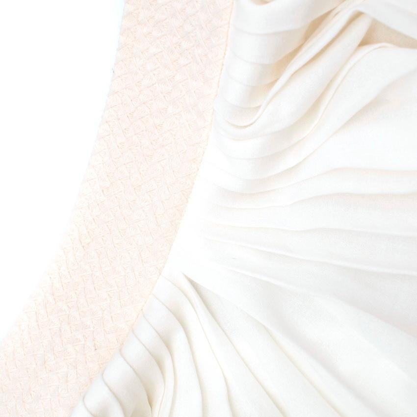 Women's Hermes ivory pleated cotton midi skirt XS 36