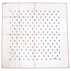 Hermes Ivory & Ruby Toned Beaded Insect Silk Scarf
