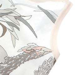 Hermes Ivory Scarf Print Sleeveless Shift Dress - Size US2