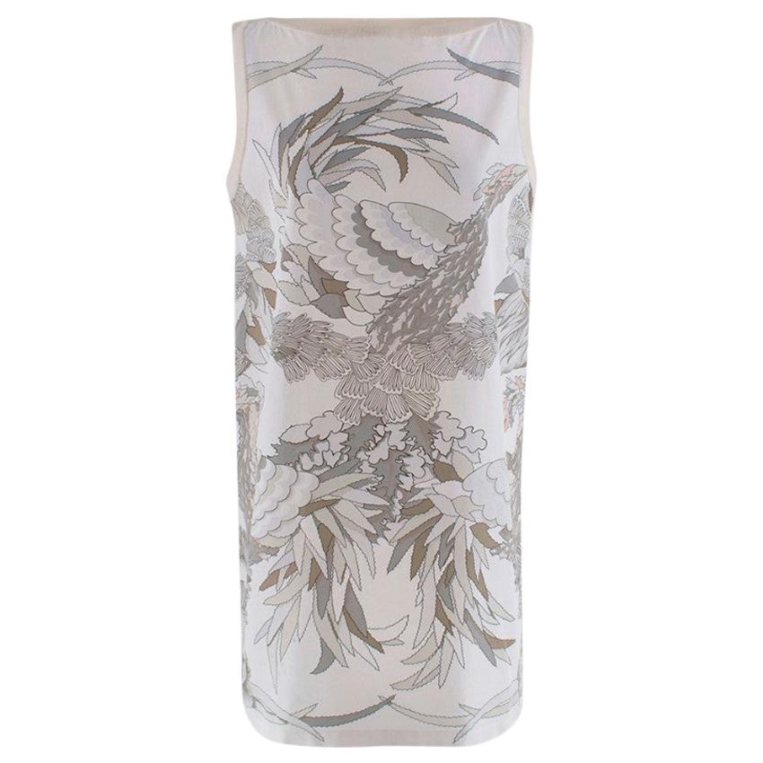Hermes Ivory Scarf Print Sleeveless Shift Dress - Size US2