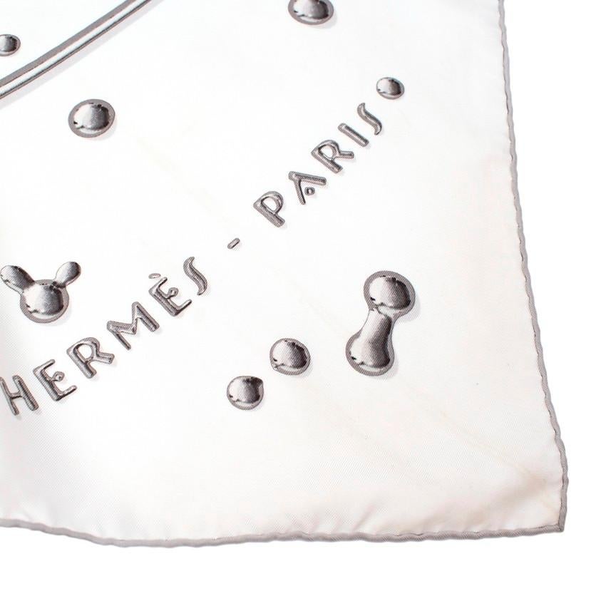 Hermes Ivory Vif Argent Silk Twill Scarf 90 1