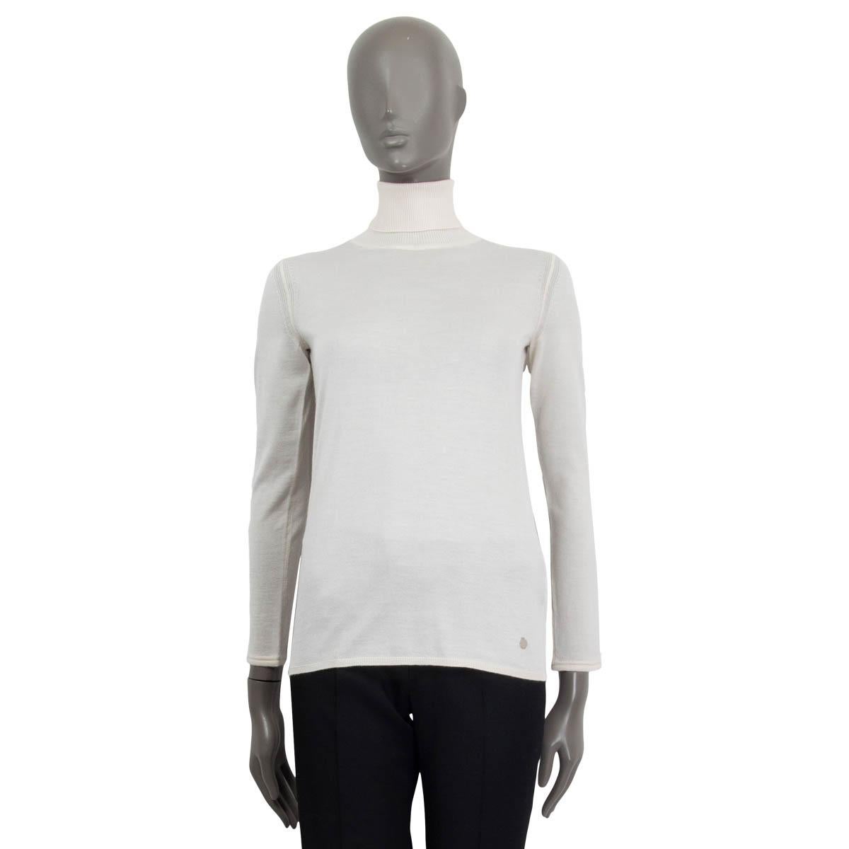 White HERMES ivory white cashmere silk Turtleneck Sweater 34 XXS