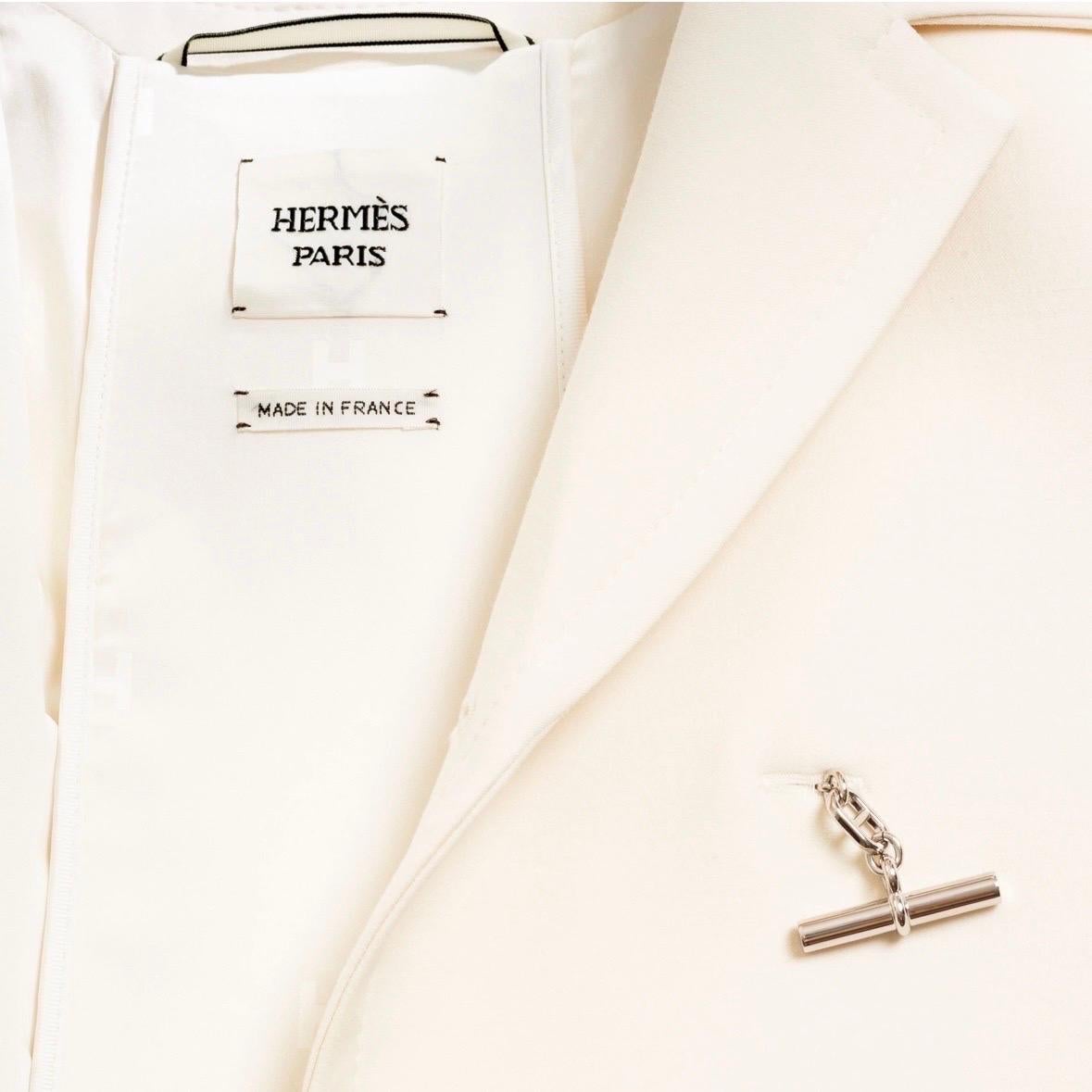 Hermès Ivory Wool Toggle Coat  en vente 4