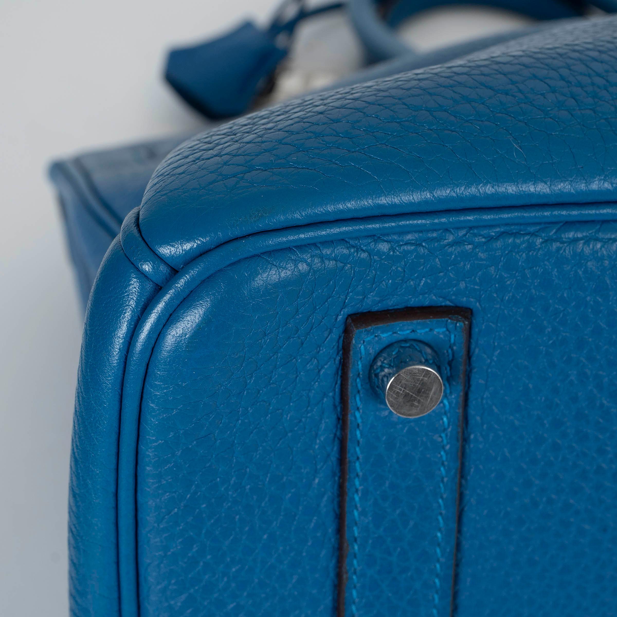 HERMES Izmir bleu Clemence cuir BIRKIN 35 Fourre-tout avec PHW en vente 6