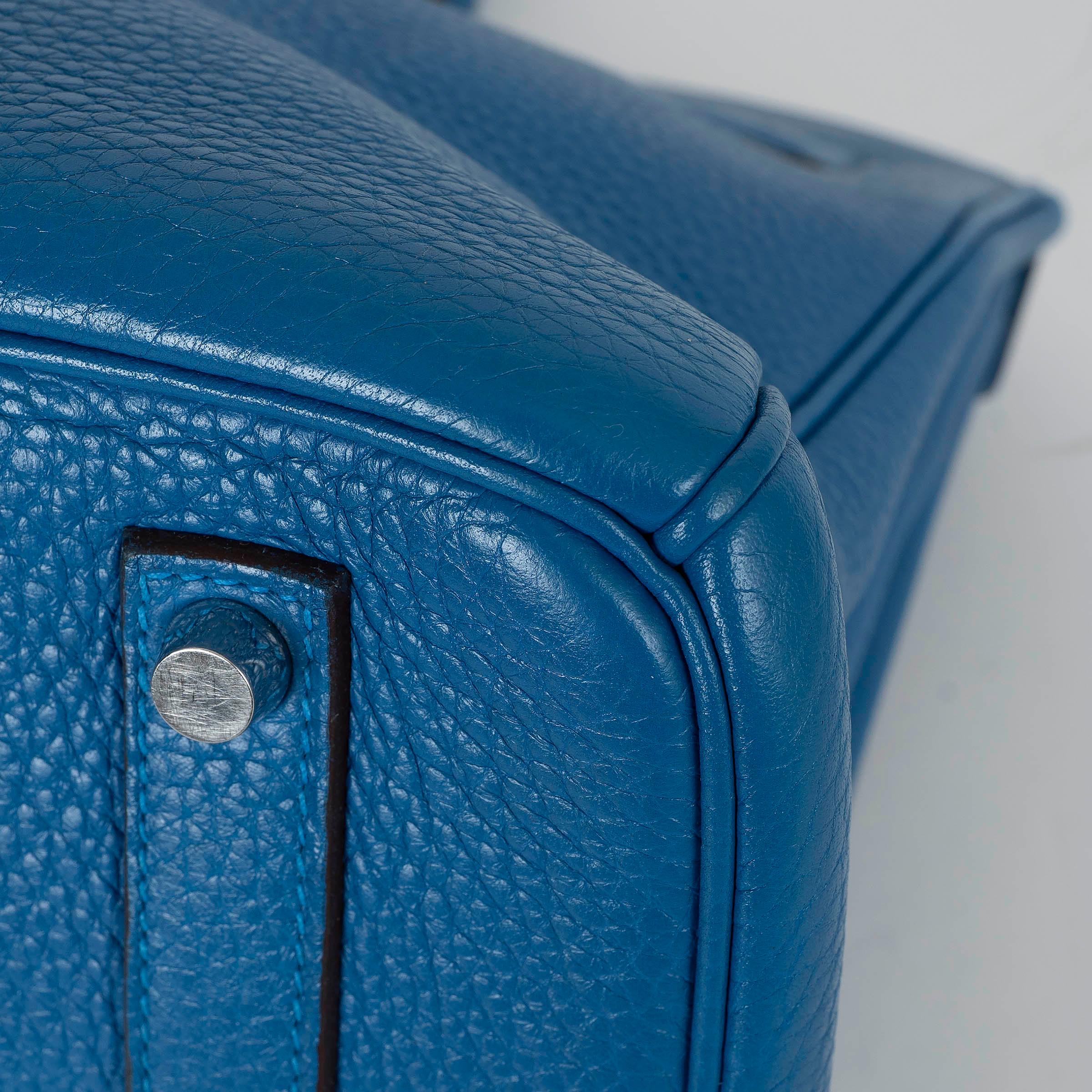 HERMES Izmir bleu Clemence cuir BIRKIN 35 Fourre-tout avec PHW en vente 7