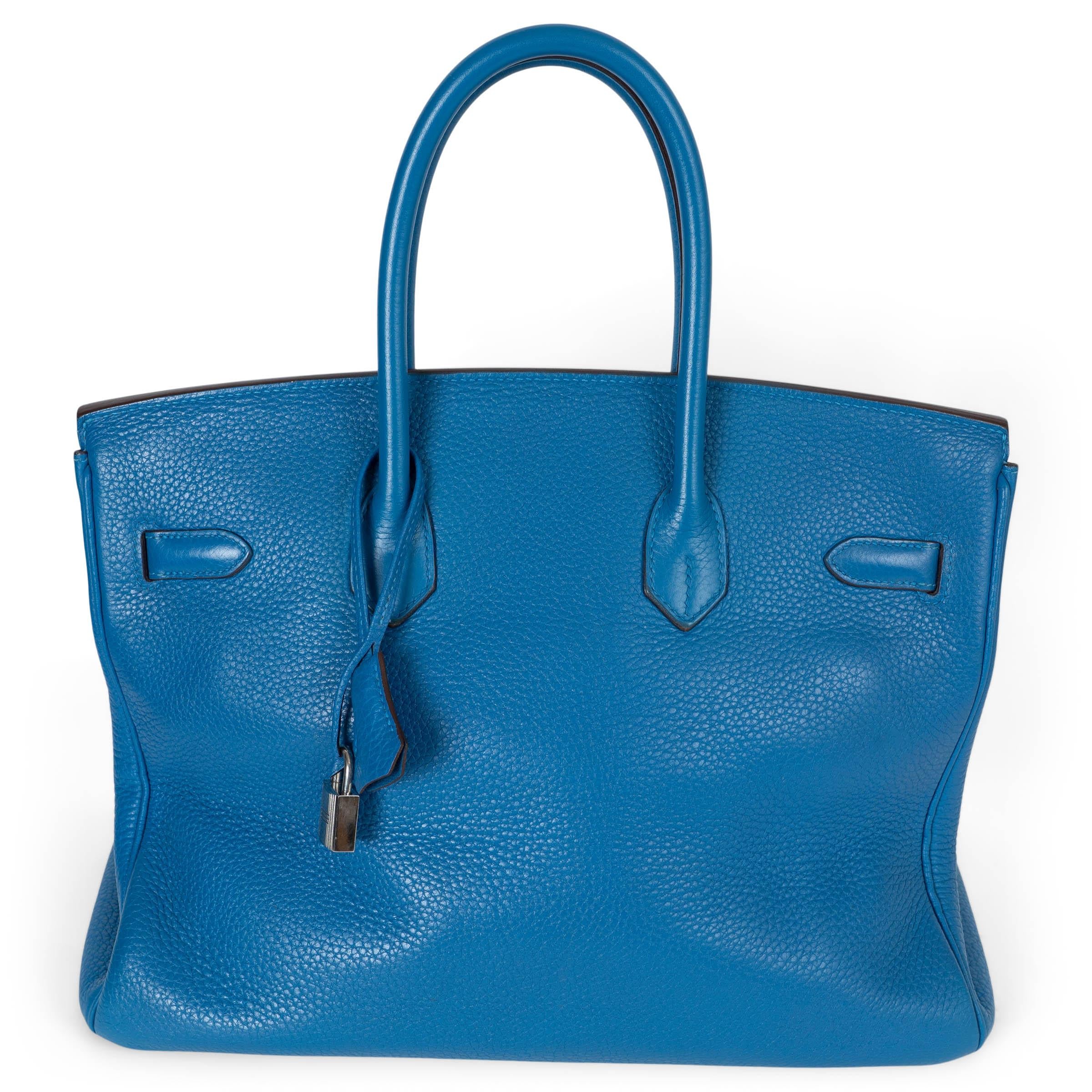 Bleu HERMES Izmir bleu Clemence cuir BIRKIN 35 Fourre-tout avec PHW en vente