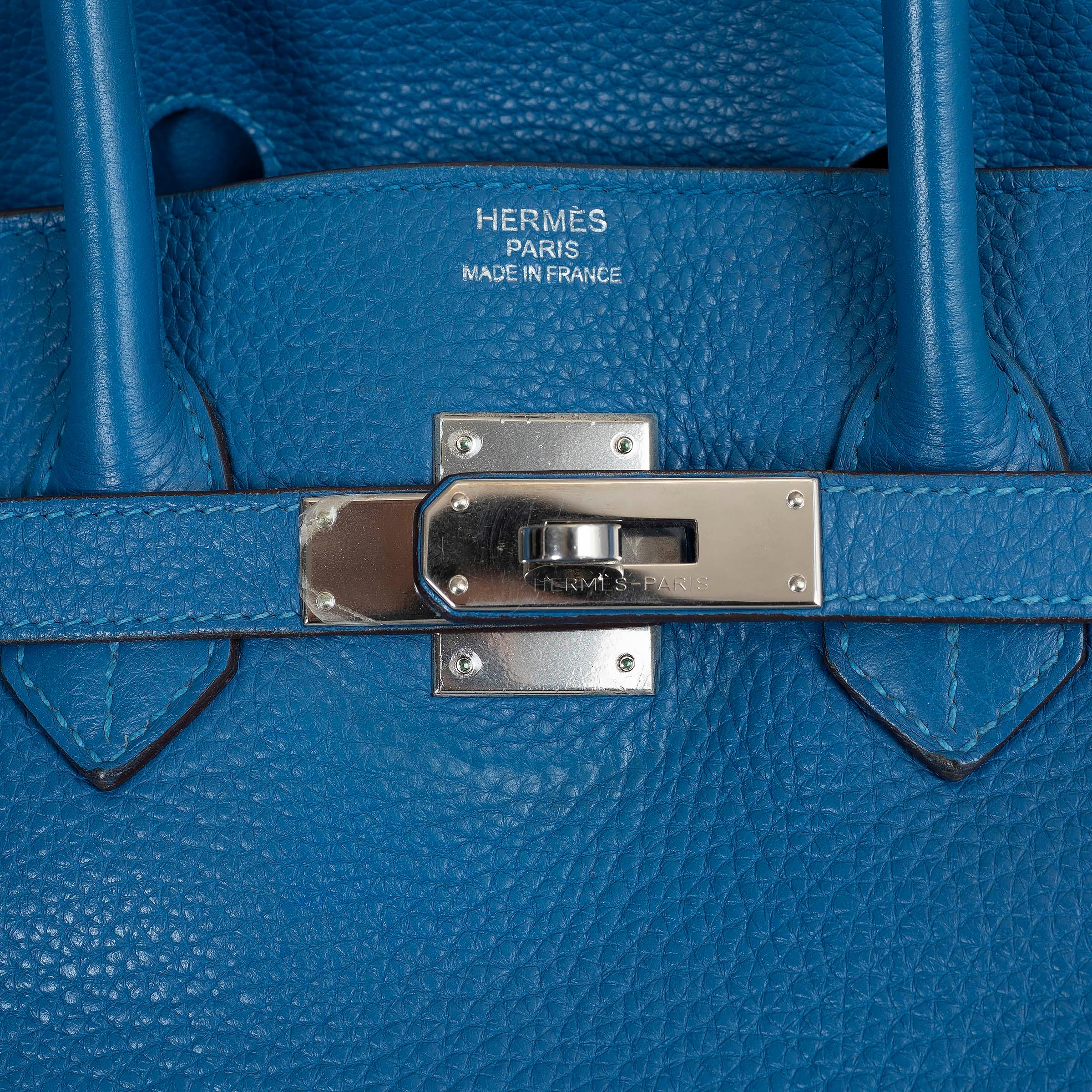 HERMES Izmir bleu Clemence cuir BIRKIN 35 Fourre-tout avec PHW en vente 1