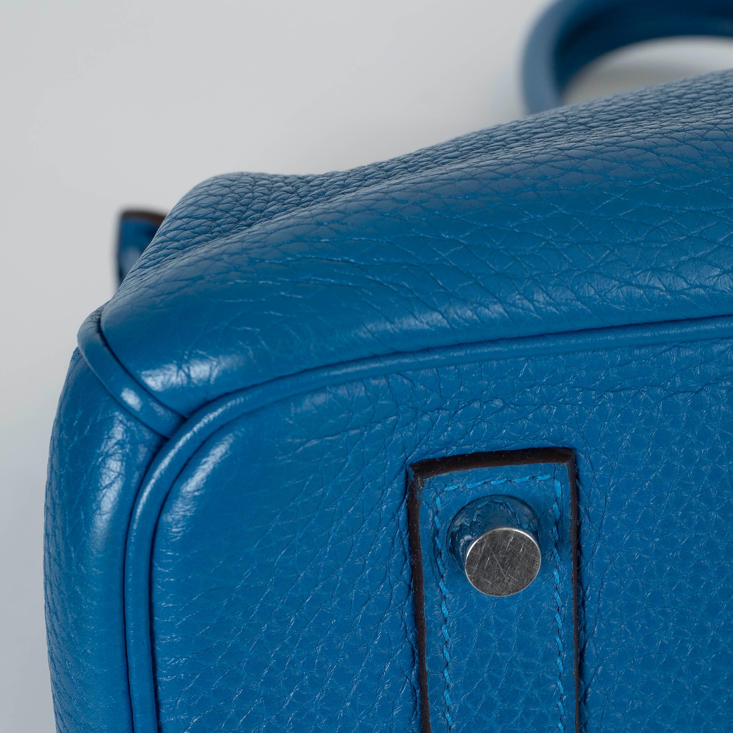 HERMES Izmir bleu Clemence cuir BIRKIN 35 Fourre-tout avec PHW en vente 4