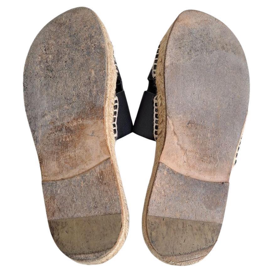 HERMES Izmir Leather Sandles Black Mens 41 For Sale 1