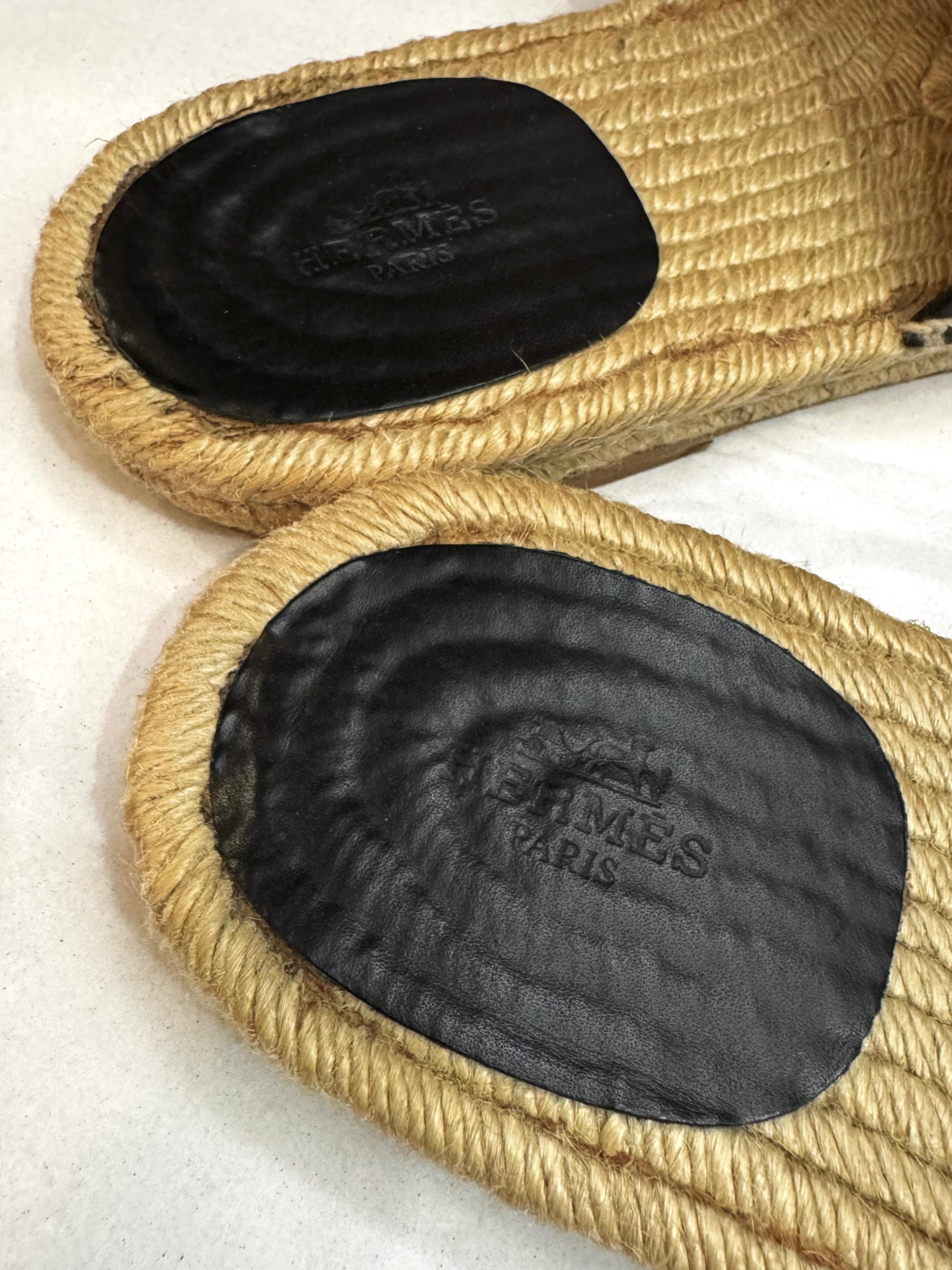 HERMES Izmir Leather Sandles Black Mens 41 For Sale 2