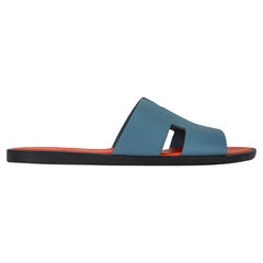 Hermes Izmir Sandal Bleu Bleuet and Orange Epsom Leather Men's Shoes 42 / 9