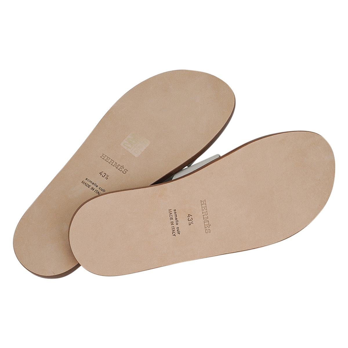 Hermes Izmir Sandal Men's Shoes Flat Classic Beige Glaise/ Vert Toundra 43.5 / 1 For Sale 2