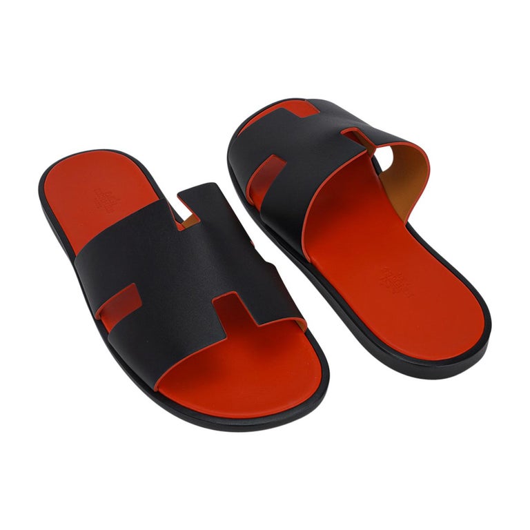 Hermes Izmir Sandal Men's Shoes Flat Classic Brown / Orange 43 / 10 For Sale at 1stDibs