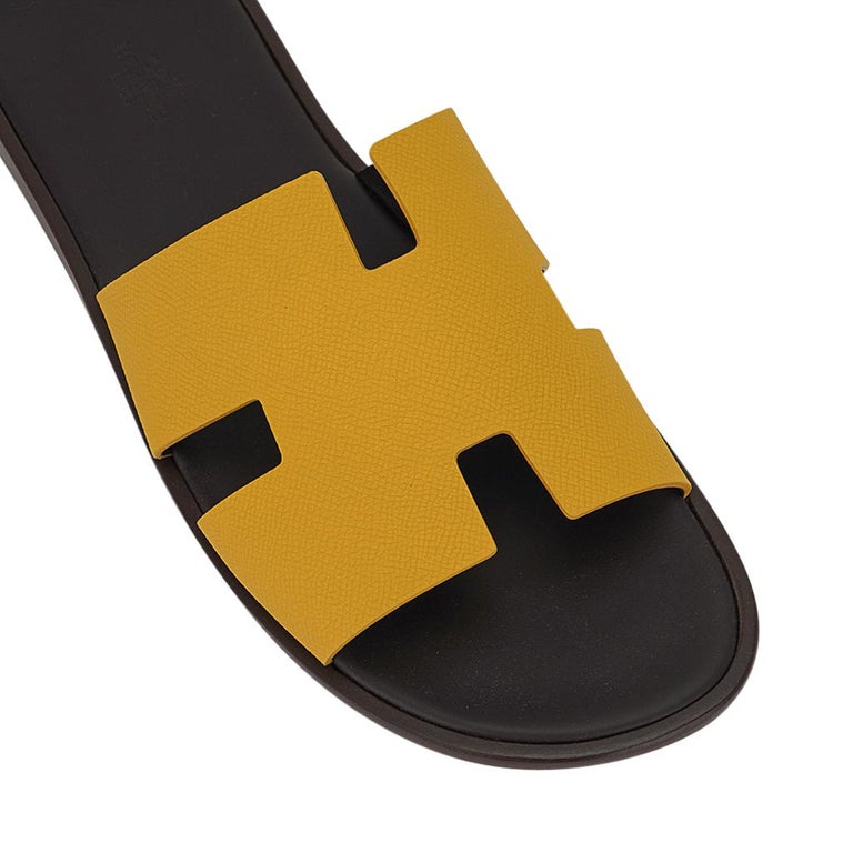 yellow hermes slippers