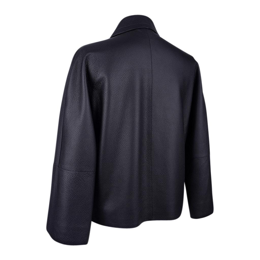 Hermes Jacket Black Deerskin Logo Buttons New w/ Tag 36/4 8