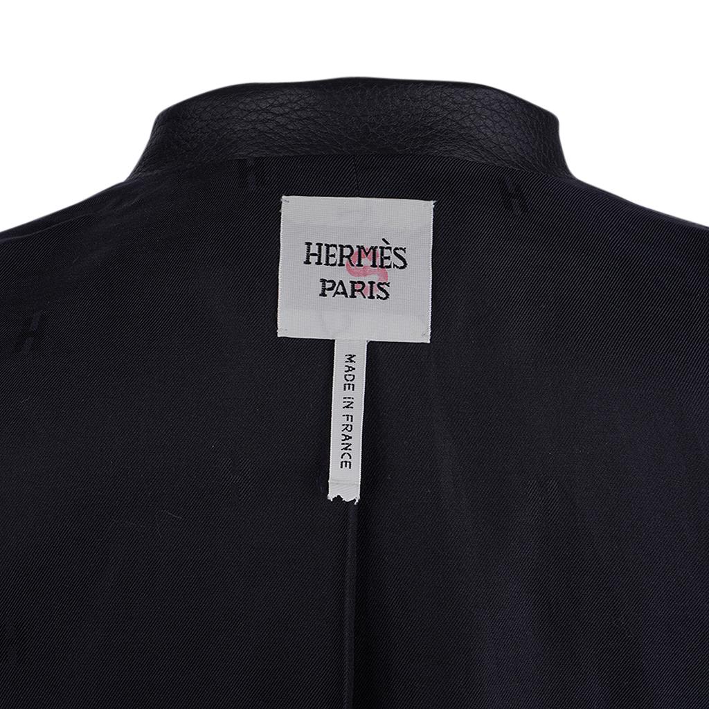Hermes Jacket Black Deerskin Logo Buttons New w/ Tag 36/4 10