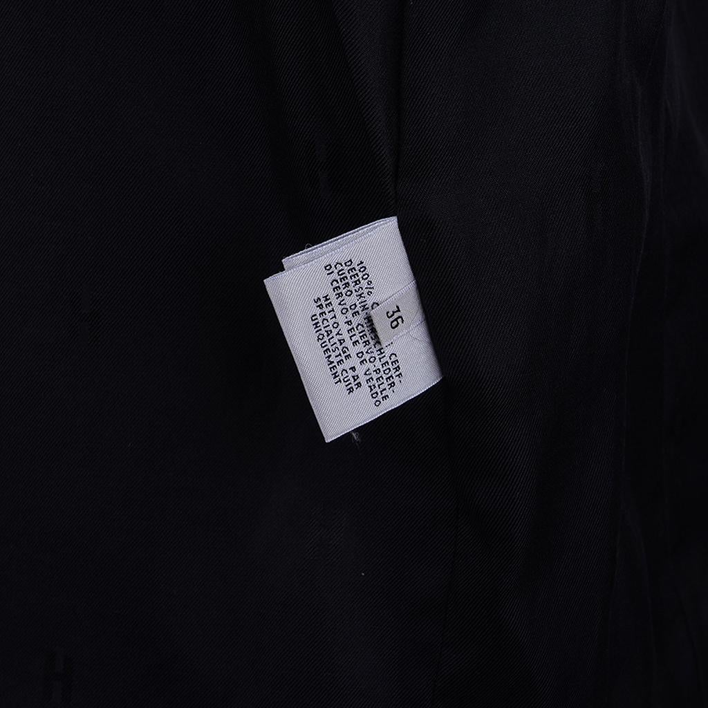 Hermes Jacket Black Deerskin Logo Buttons New w/ Tag 36/4 12