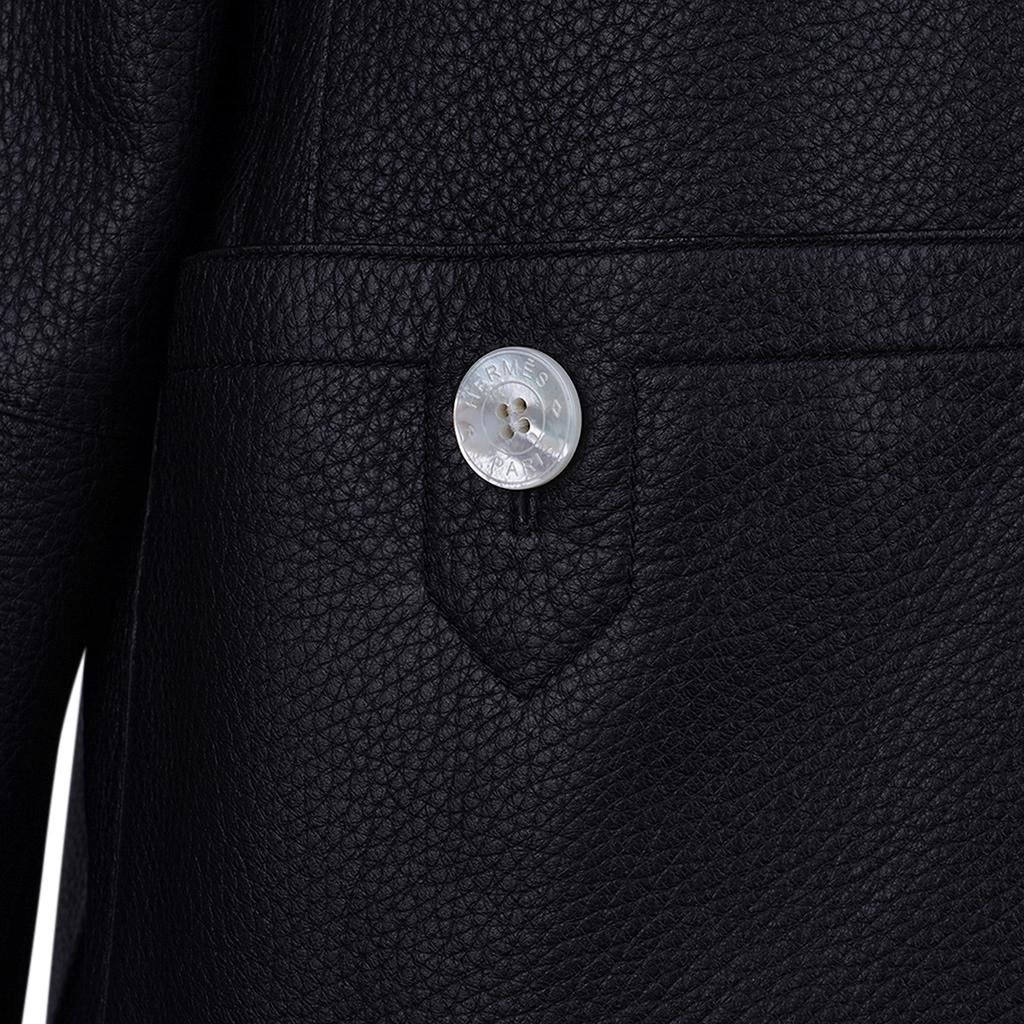 Hermes Jacket Black Deerskin Logo Buttons New w/ Tag 36/4 3