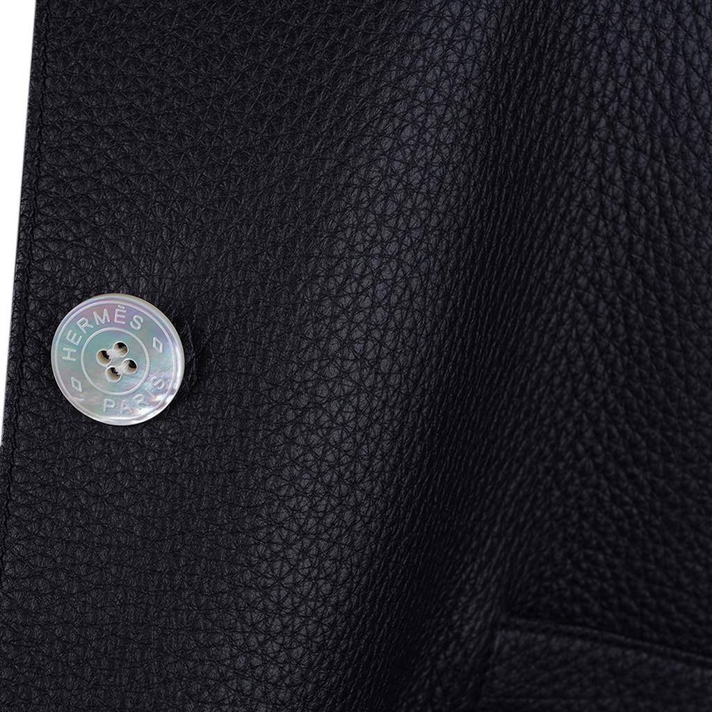 Hermes Jacket Black Deerskin Logo Buttons New w/ Tag 36/4 4