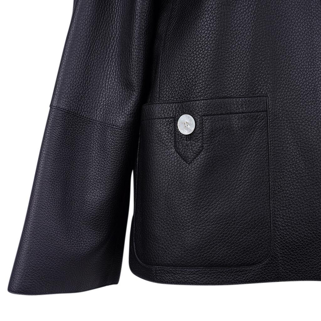 Hermes Jacket Black Deerskin Logo Buttons New w/ Tag 36/4 5