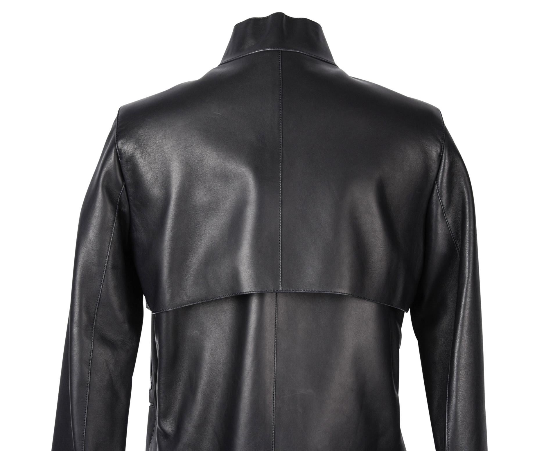 Hermes Jacket  Black. I Layered Lambskin Leather Clou de Sell.e Snaps 38 / 6 new 6