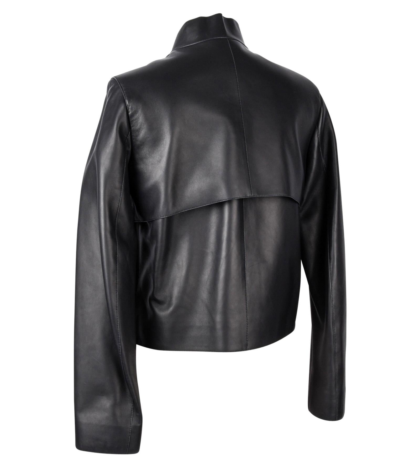 Hermes Jacket  Black. I Layered Lambskin Leather Clou de Sell.e Snaps 38 / 6 new 7