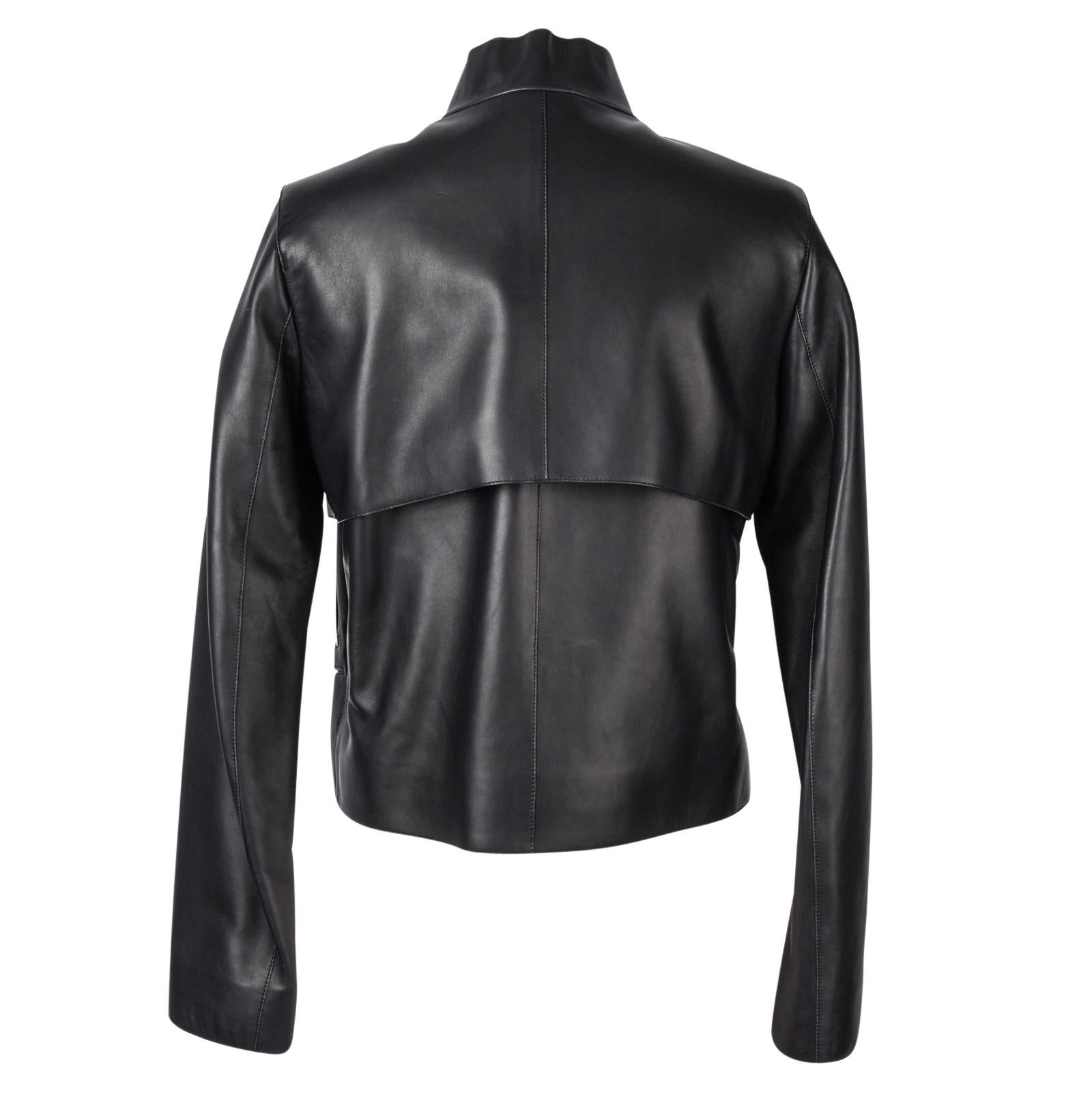 Hermes Jacket  Black. I Layered Lambskin Leather Clou de Sell.e Snaps 38 / 6 new 8