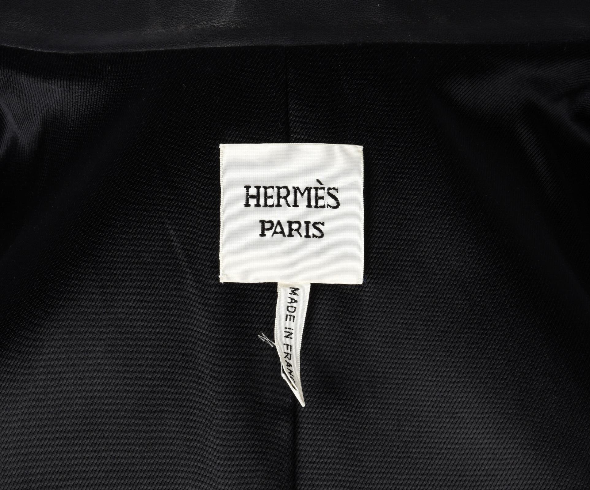 Hermes Jacket  Black. I Layered Lambskin Leather Clou de Sell.e Snaps 38 / 6 new 9