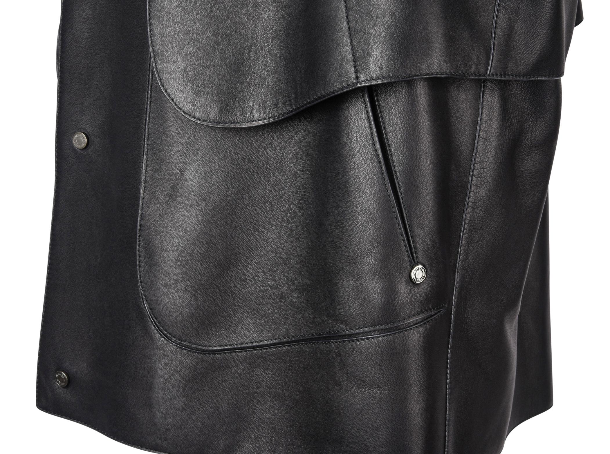 Hermes Jacket  Black. I Layered Lambskin Leather Clou de Sell.e Snaps 38 / 6 new 3
