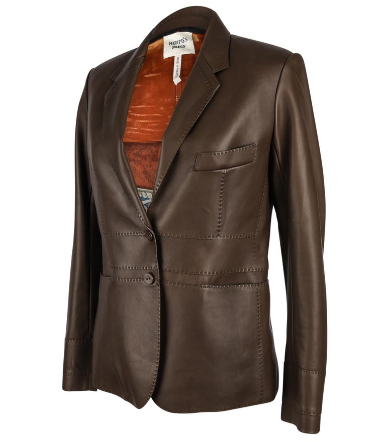 Tailored Blazer with Scarf Neck Detail - Brown