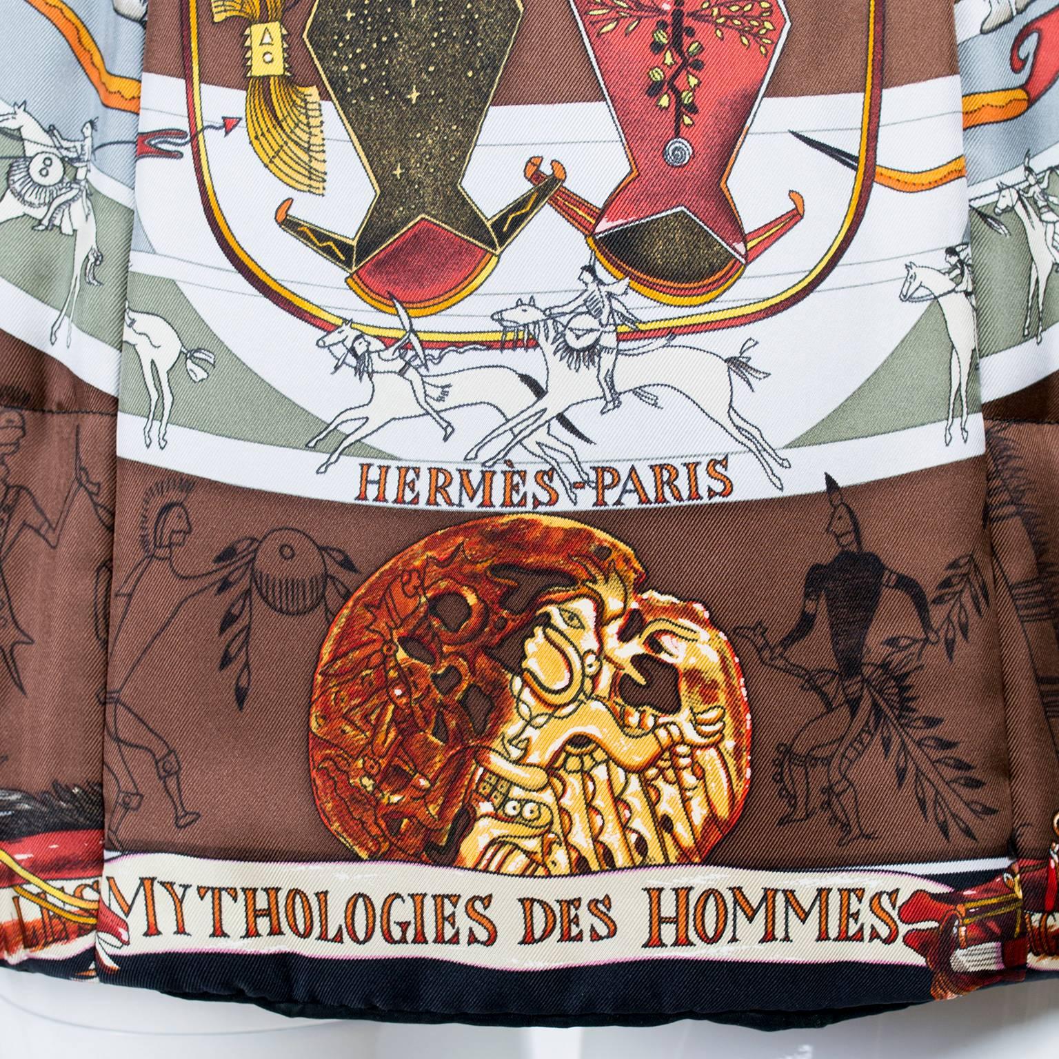 Hermes Scarf Print Jacket Les Mythologies des Hommes Rouges Kermit Oliver In Excellent Condition In Portland, OR