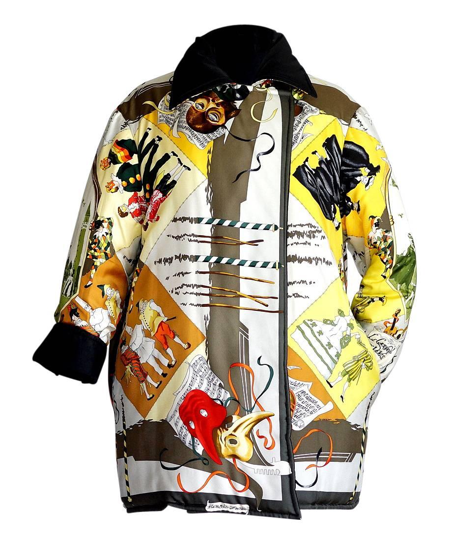Hermes Jacket Le Carnavale de Venise Reversible Scarf Print 36 / Fits 4 to 6 In Good Condition For Sale In Miami, FL