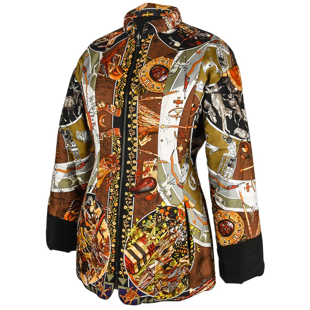 Hermes Jacket Les Mythologies des Hommes Rouges Reversible Scarf Print XS For Sale 1