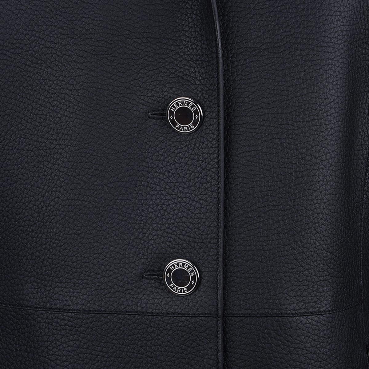 Hermes Jacket Marine Deerskin Leather Riding Influence 40 / 6 6