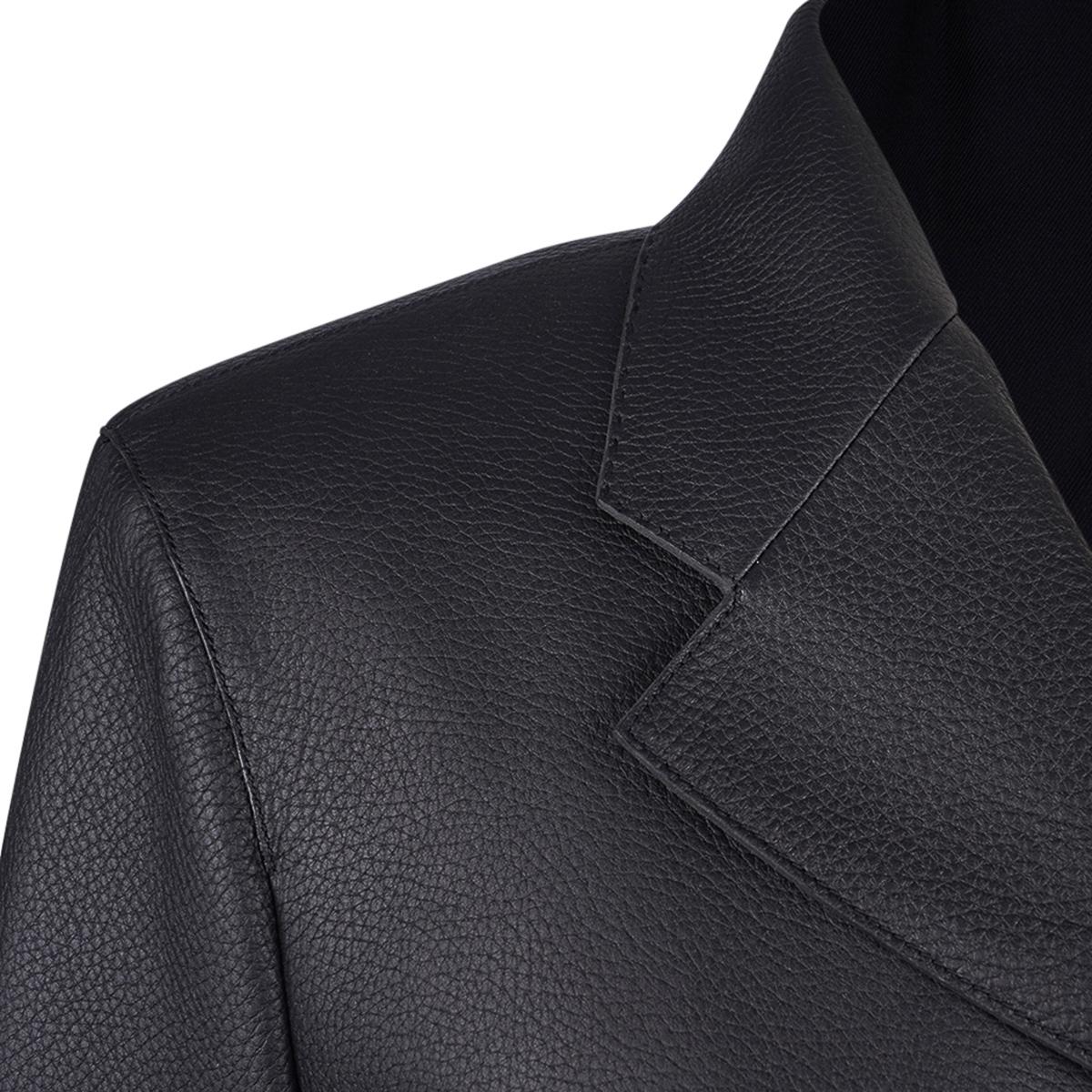 Hermes Jacket Marine Deerskin Leather Riding Influence 40 / 6 9