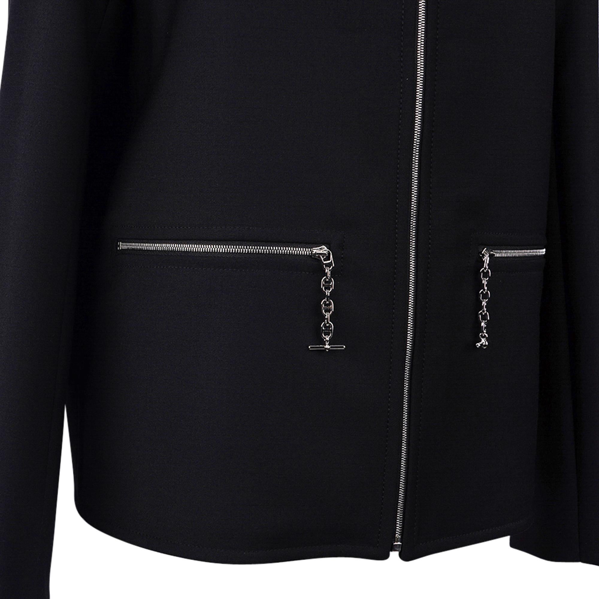 Hermès Jacke Marine mit Kette d''Ancre Reißverschlussgriffe 38 / 6 Neu mit Etikett Damen im Angebot