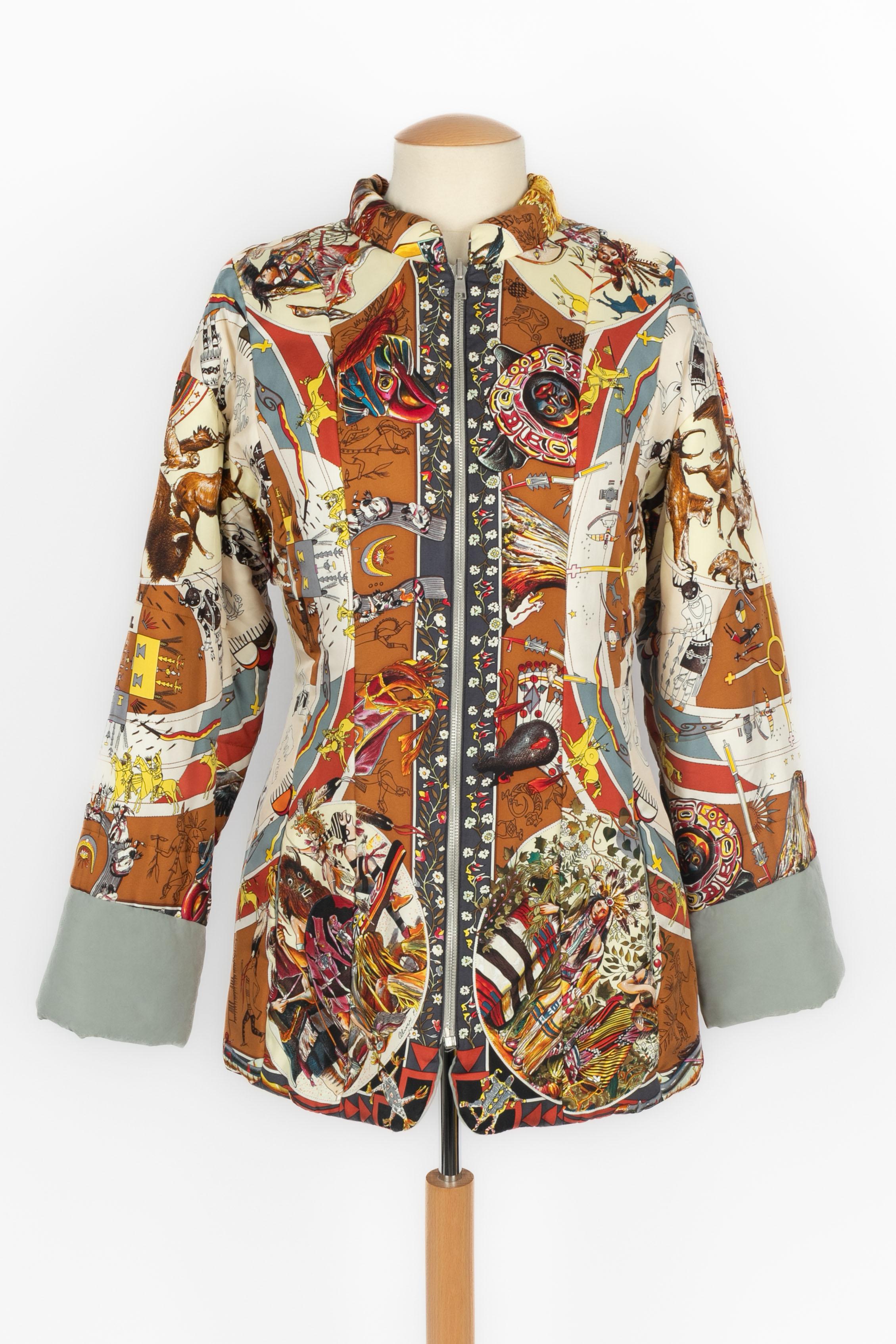 HERMÈS - Reversible silk jacket illustrated with the 
