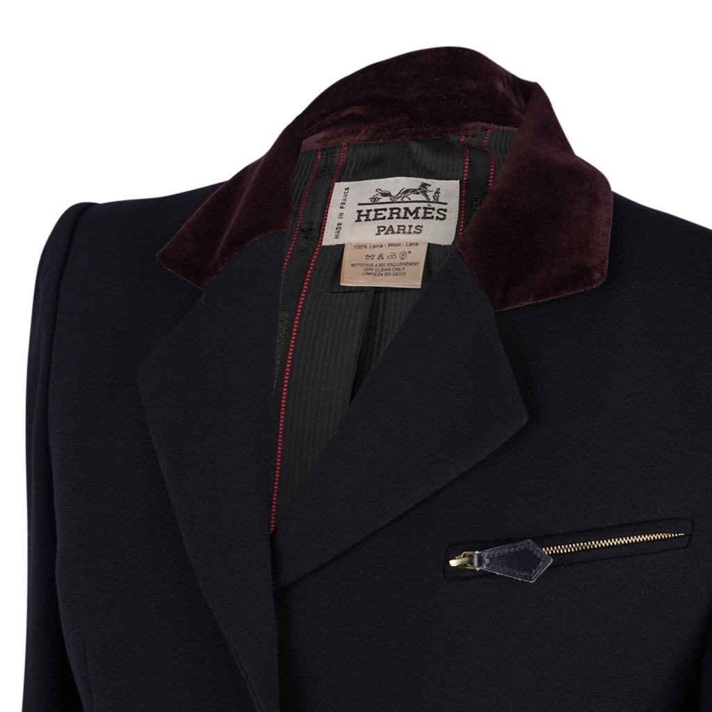 Hermes Jacket Riding Influence Zipper Pockets Velvet Collar Vintage 6 For Sale 6