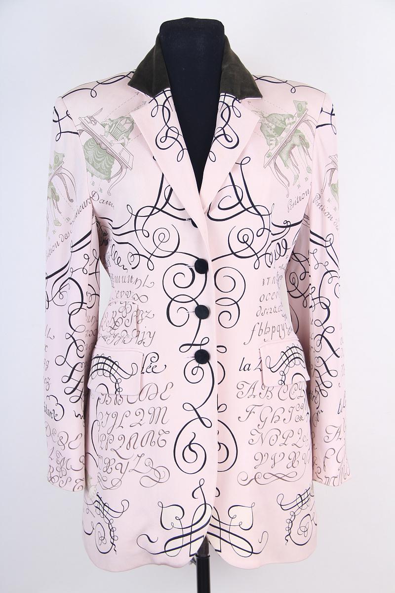 Hermes Jacket Vintage L’Art D’Ecrire Silk Print In Good Condition For Sale In Алматинский Почтамт, KZ