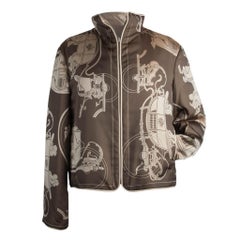 Hermes Jacket Vintage Very Rare Ex-Libris Reversible Scarf Print  L