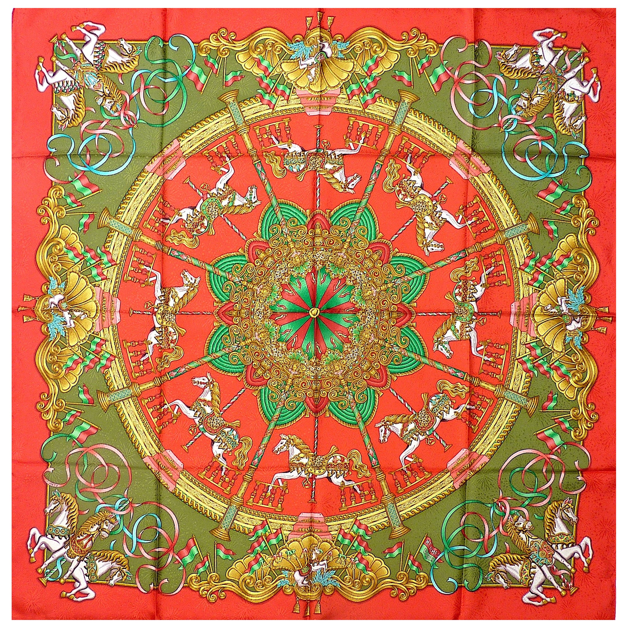 Hermes Jacquard Seidenschal 35" Luna Park Perfekter Zustand mit Box im Angebot