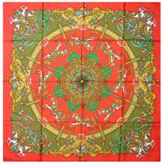Hermes Jacquard Silk Scarf 35" Luna Park Perfect Condition with Box