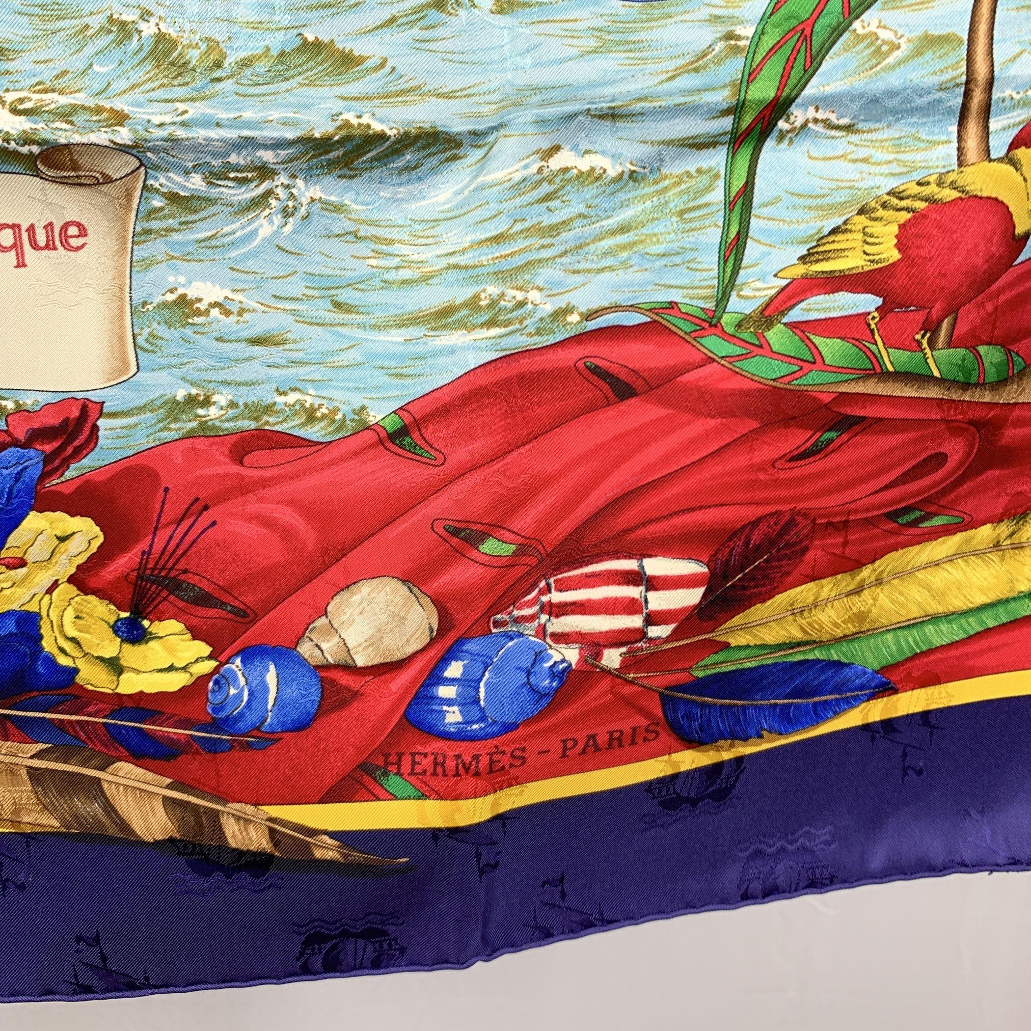 Hermes Jacquard Silk Scarf Christophe Colomb Decouvre l’Amerique In Excellent Condition In Rome, Rome
