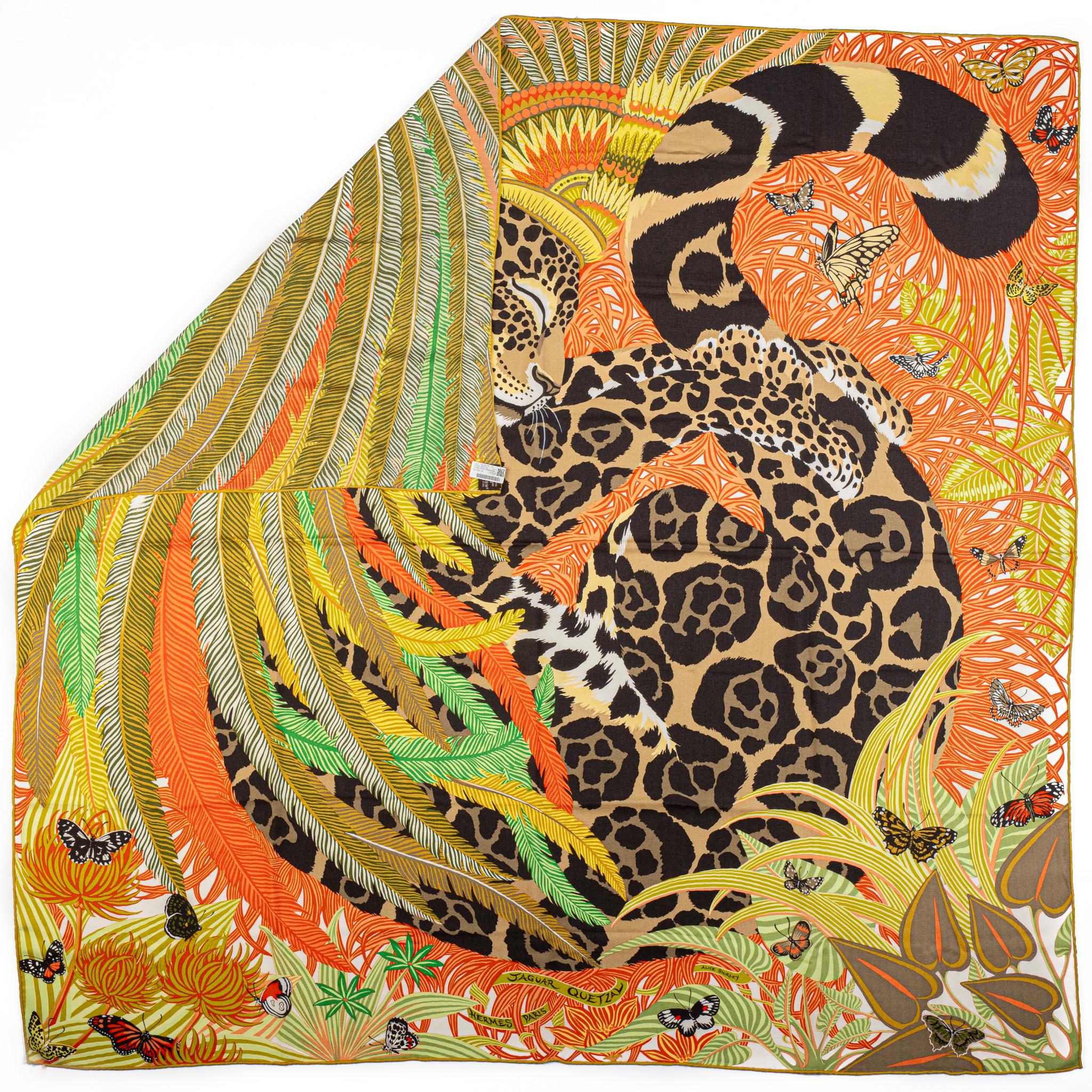 Hermès Jaguar Quetzal Orange Cashmere In New Condition For Sale In West Hollywood, CA