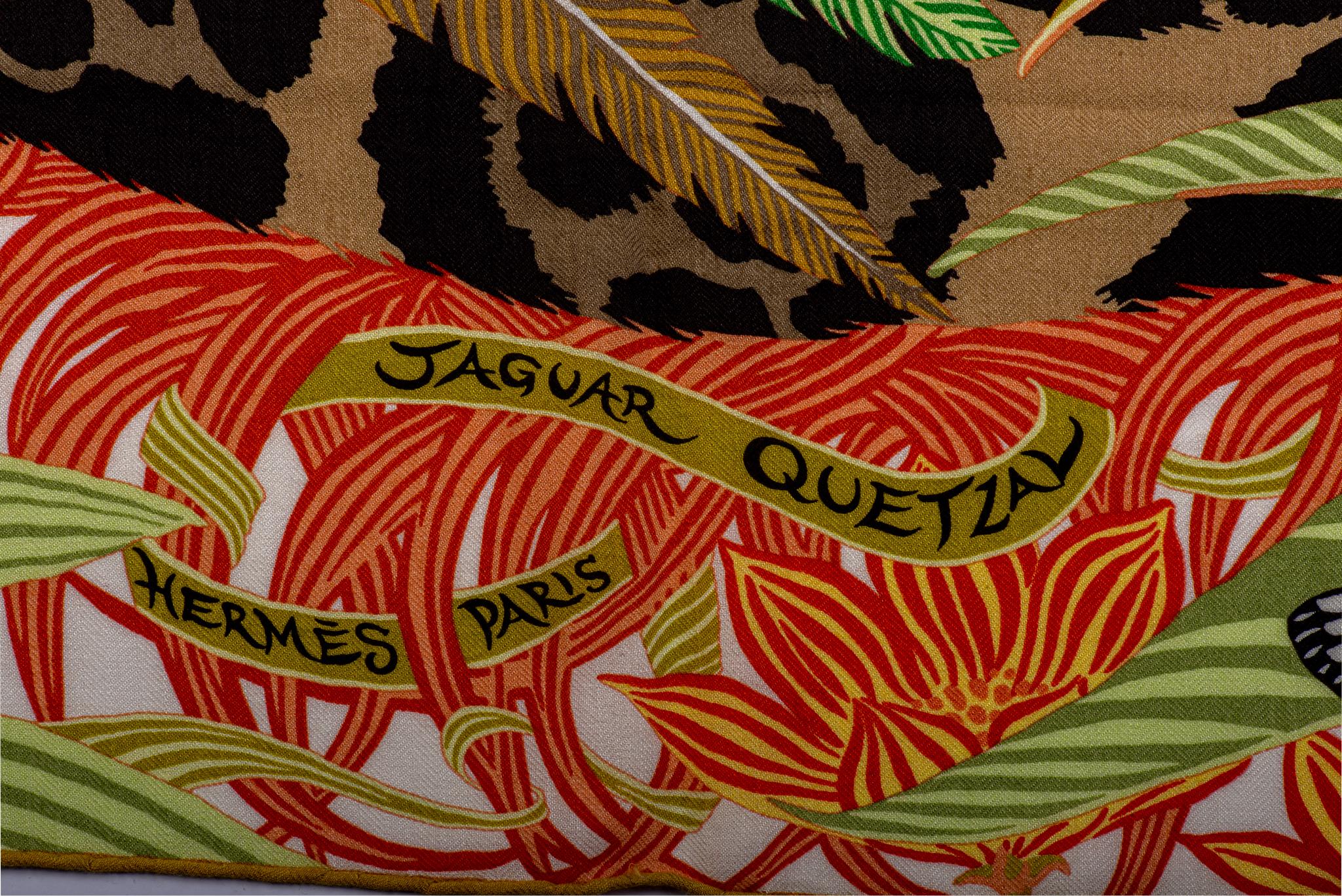 Hermès Jaguar Quetzal Orange Cashmere For Sale 1