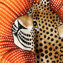 Vestido Hermès "Jaguar Quetzal" con pañuelo de seda - Pareo de un hombro con tira de piel