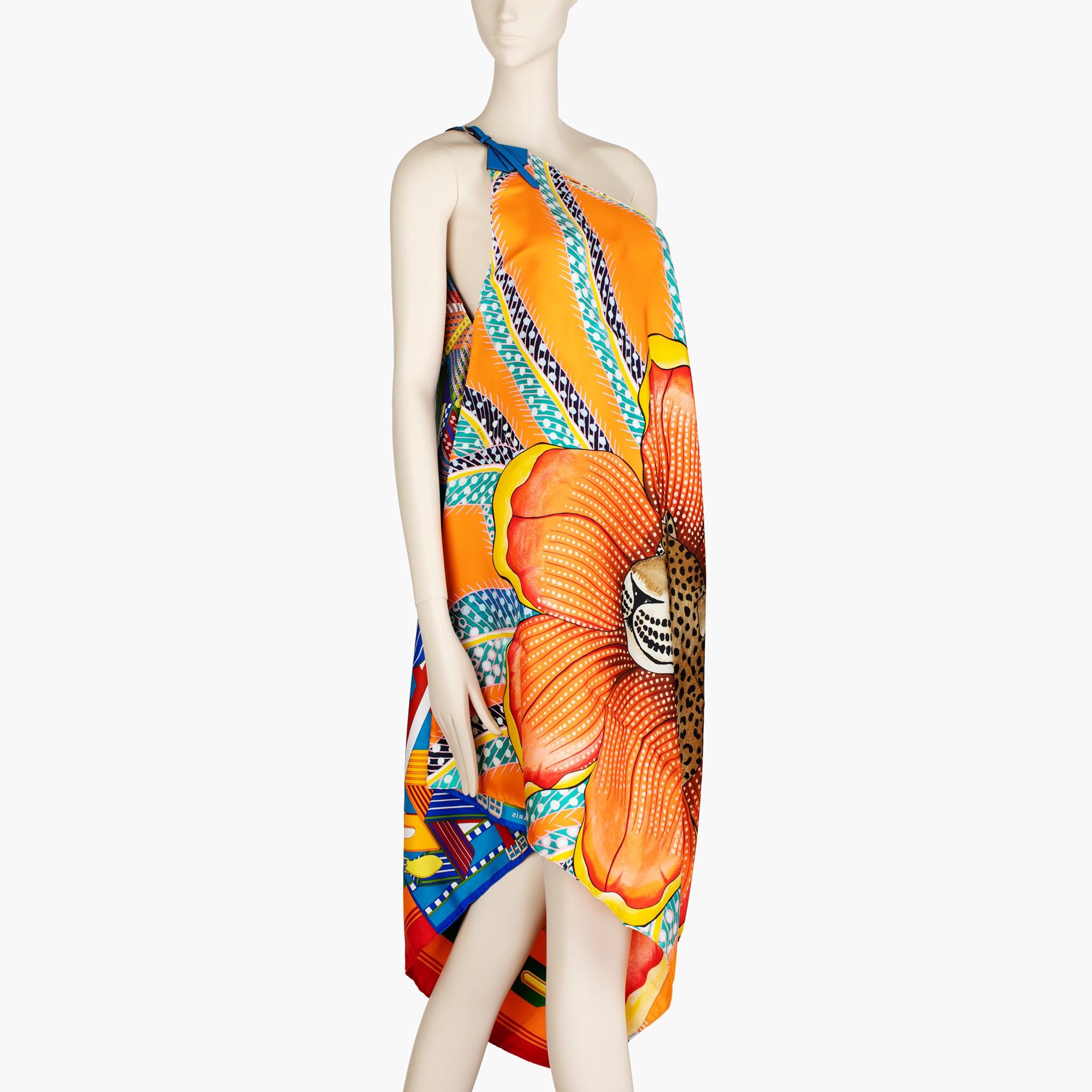 Arancia Abito con sciarpa in seta 