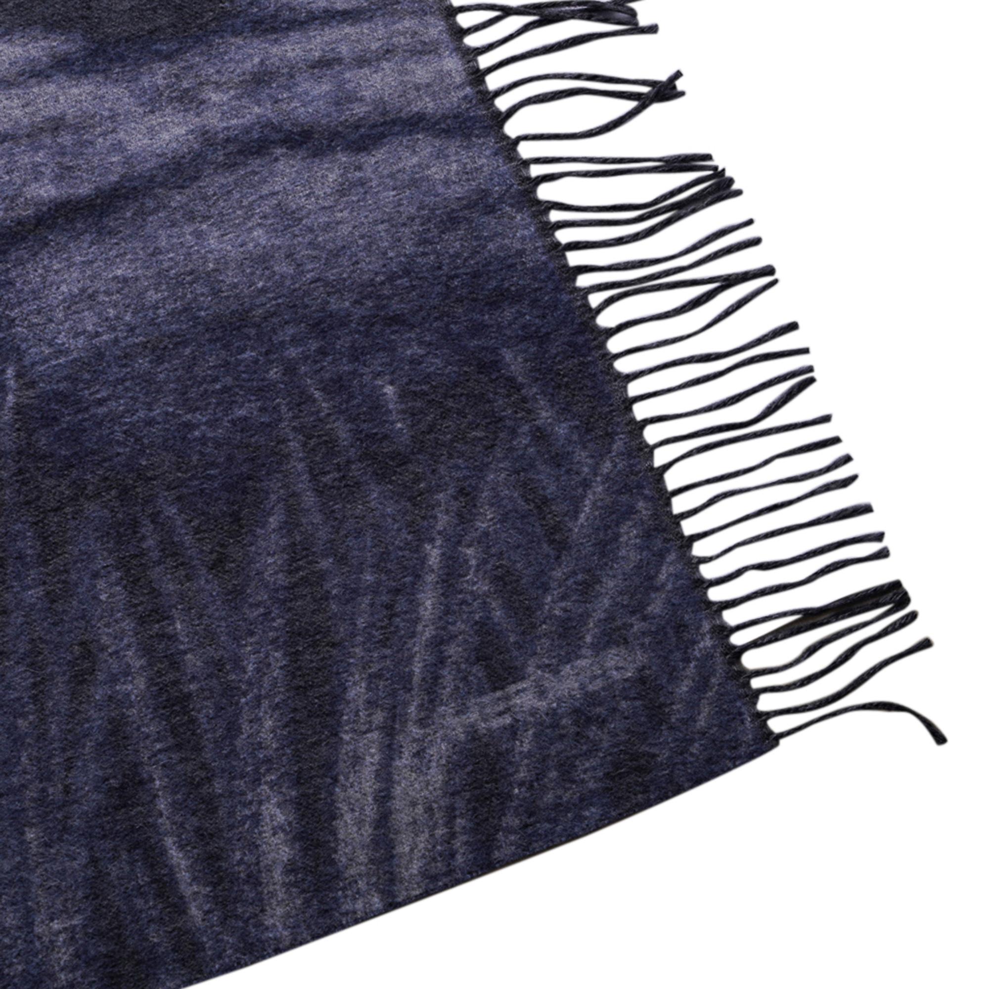 Black Hermes Jaguars Du Bresil Blanket Bleu Cashmere New w/ Box For Sale