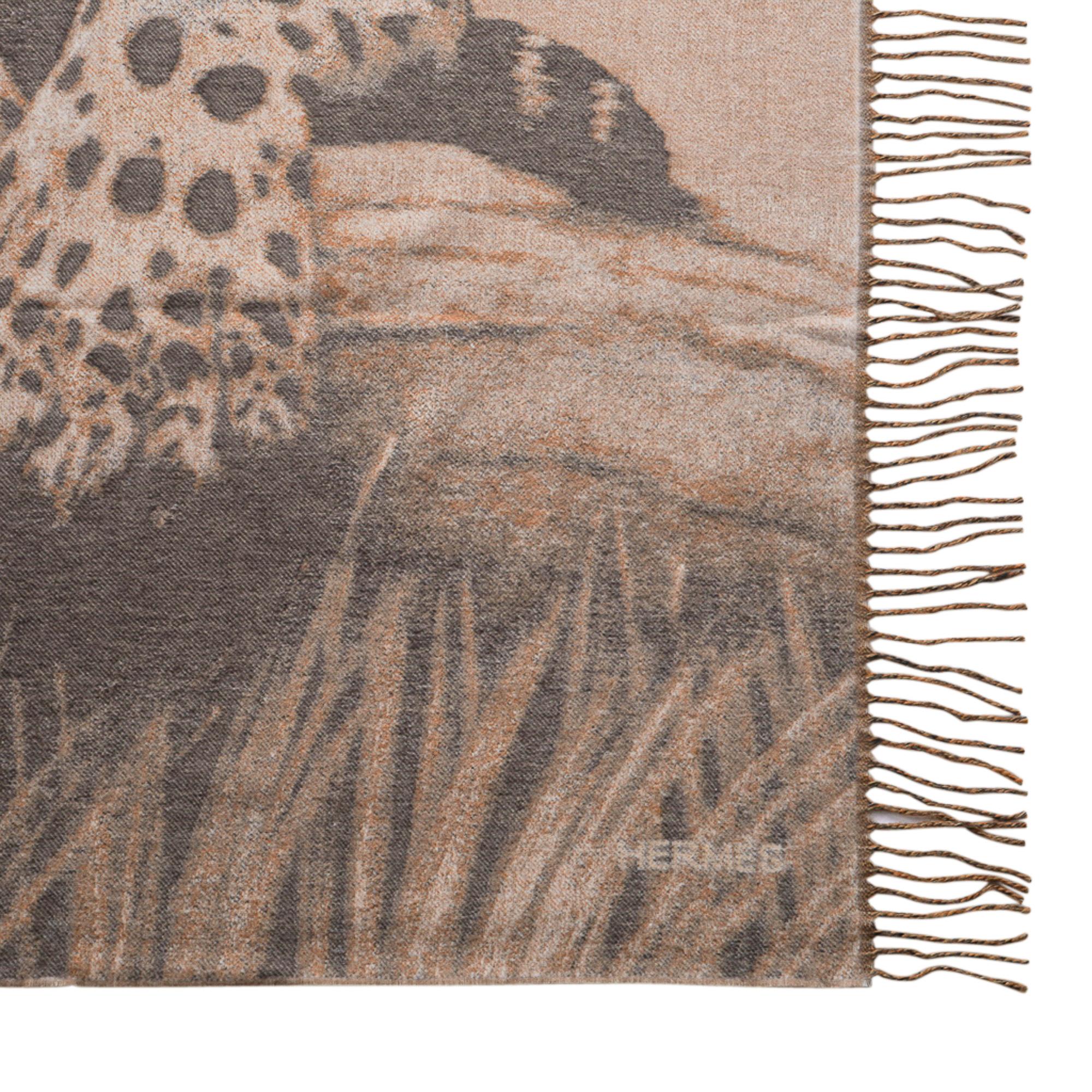 Hermes Jaguars Du Bresil Blanket Naturel Cashmere New w/ Box 4