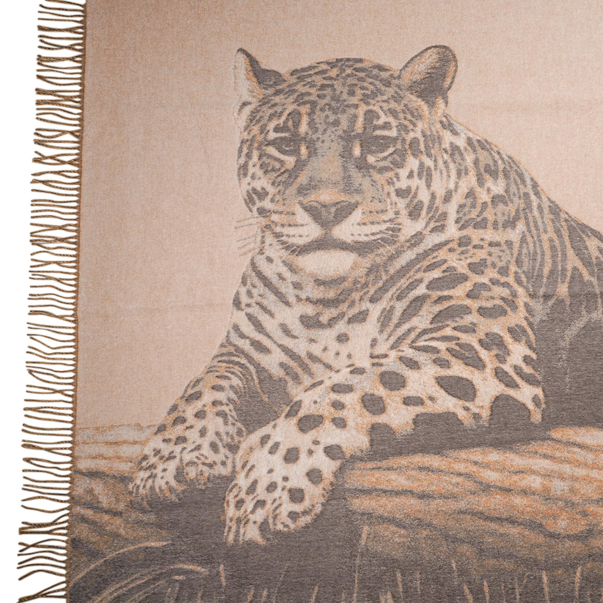 Brown Hermes Jaguars Du Bresil Blanket Naturel Cashmere New w/ Box